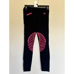 HR Farm Black Equestrian Horse Riding Silicone Grippy Breeches Pants Girls 8